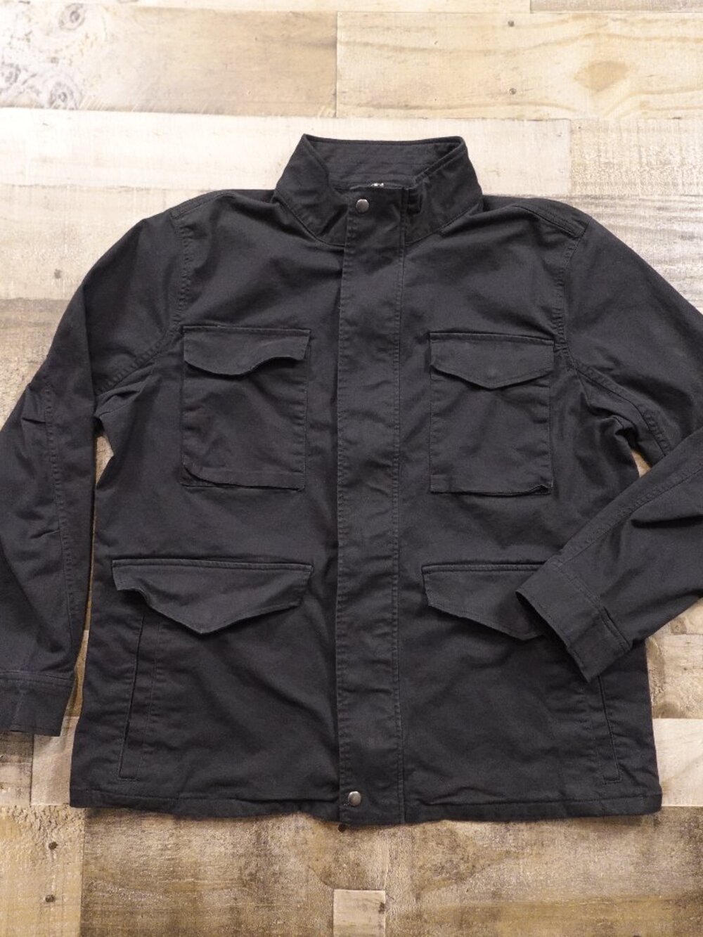 Lucky Brand Field Jacket Men’s XL Black Military Utility Four Pocket Chore Coat